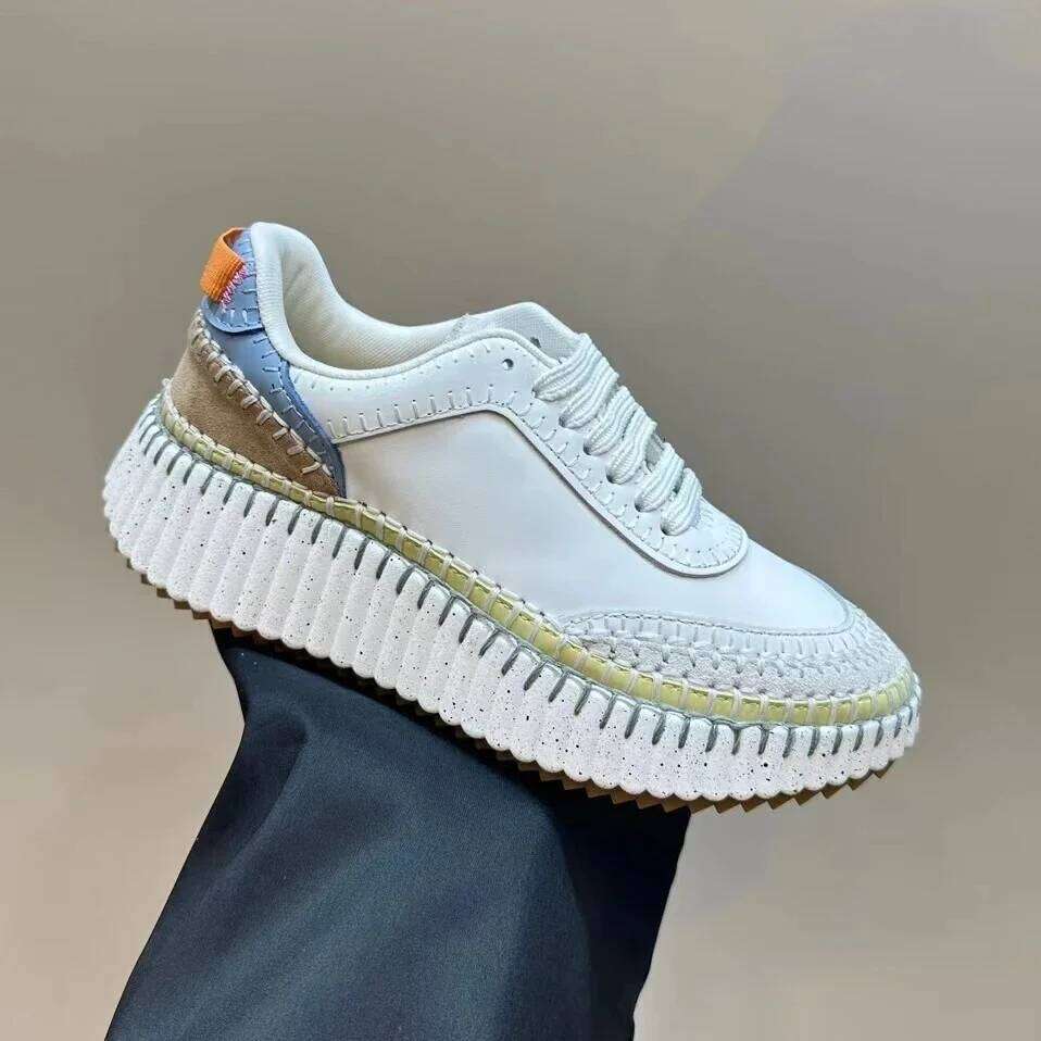 New Spring Autumn Round Toe Women Shoes Thick Bottom Genuine Leather Lace-Up Casual Flats Leopard Tennis Sneakers