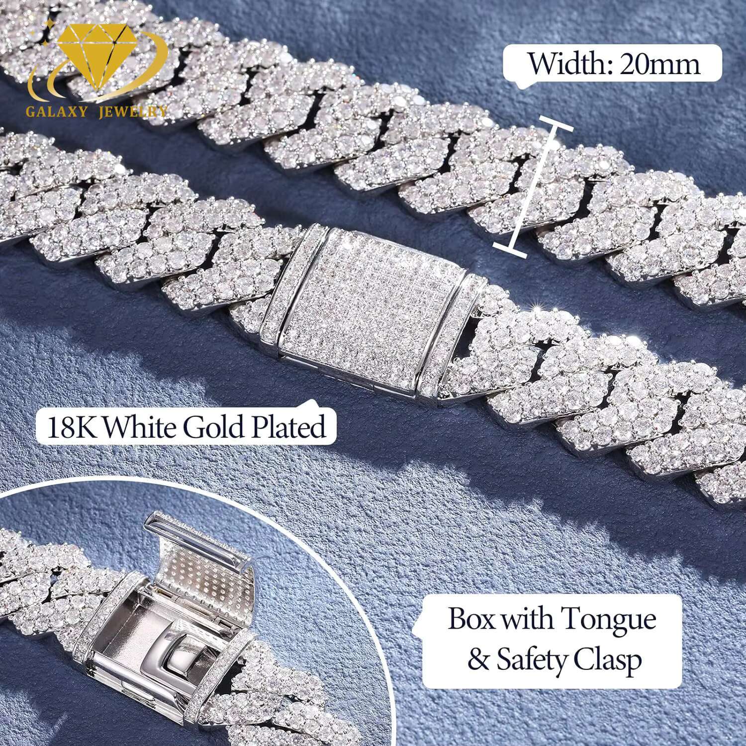 Classic Iced Out Cuban Chains VVS Moissanite Diamonds Hiphop Boys 2 Rows 925 Sterling Silver Thick Cuban Link Necklace Rappers