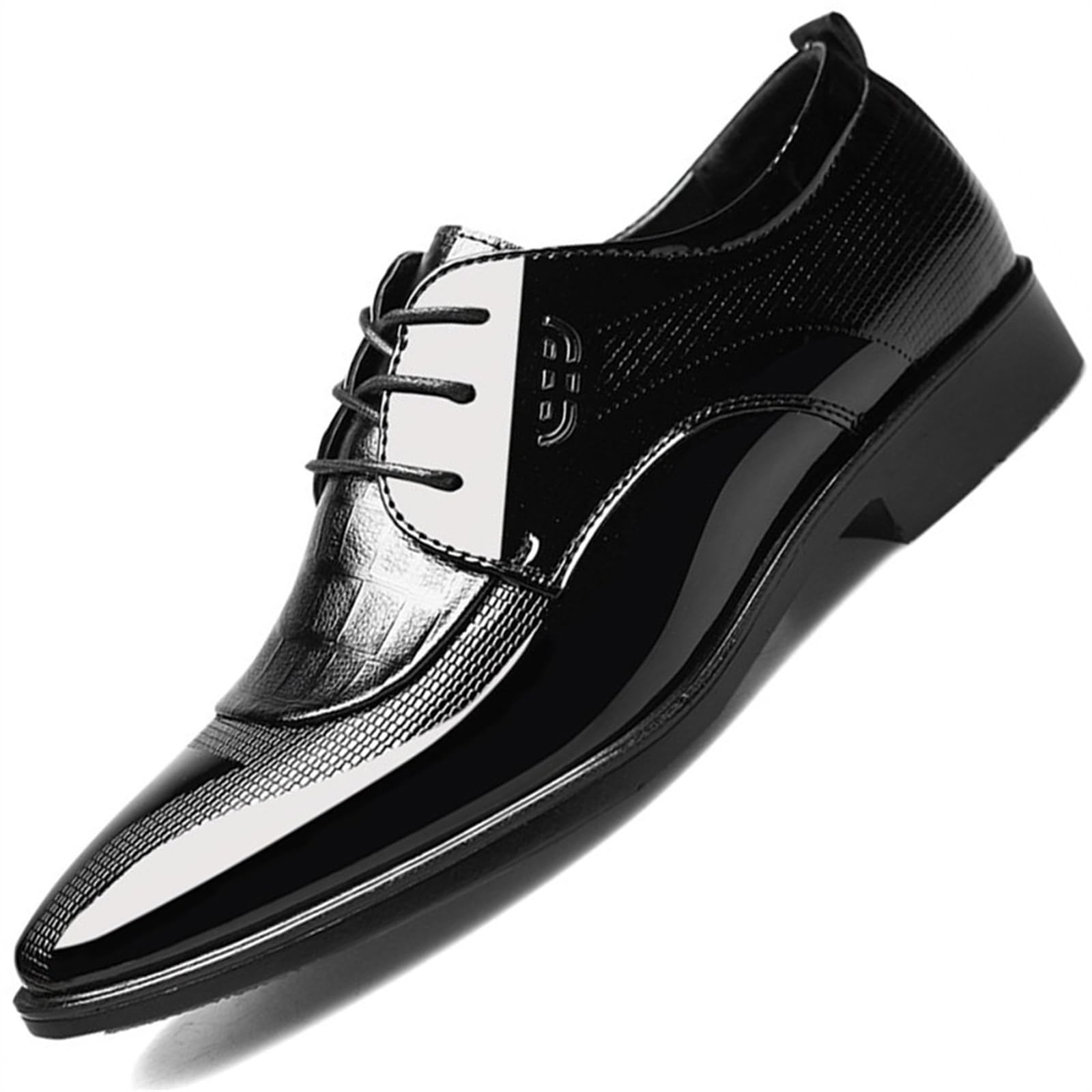 Men'S Dress Shoes Cracked Pattern Trendy Oxford Stitching Uppers Business Casual Lace Up Derbys Shoes Father's Day Gift