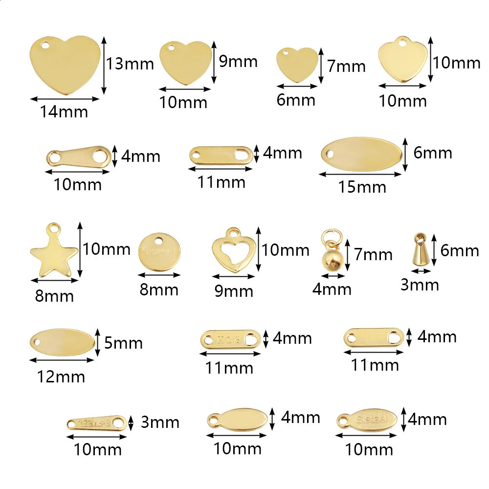 20Pcs Stainless Steel Heart Star Water Droplet Charms Mini Small Pendant For Jewelry Making Necklace DIY Findings Accessories 250519