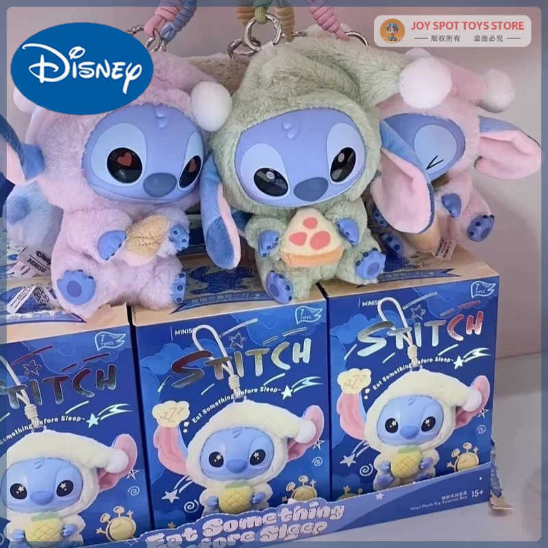Disney New Stitch Eat Some Thing Before Sleep Series Vinyl Blind Box Bag Pendant Cute Plush Doll Mystery Box Toy Surprise Gifts W250529