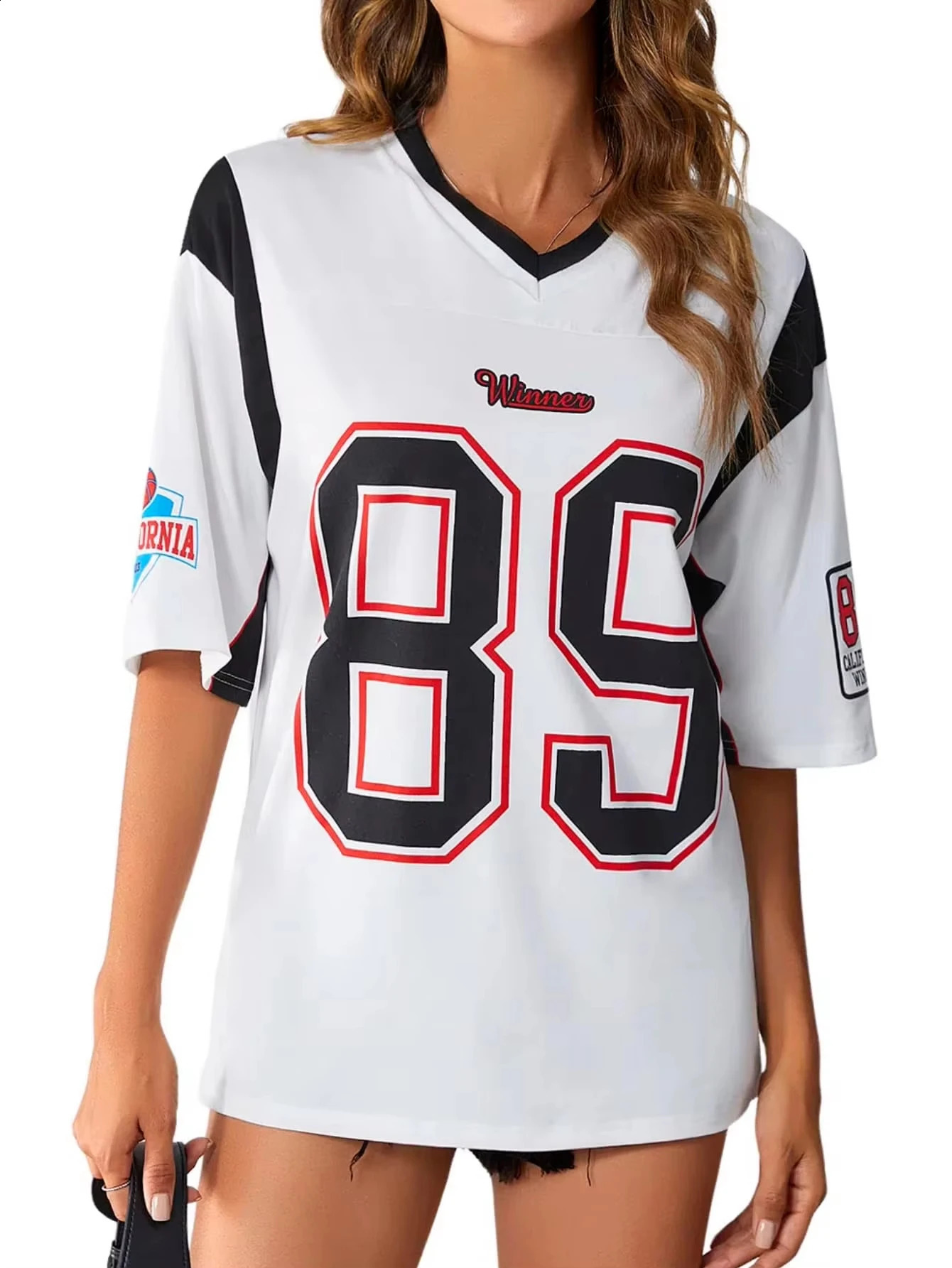 Summer Fashion Womens Shortsleeved Plus Size 98 Digital Pattern Tshirt Vneck Comfortable Loose 250519