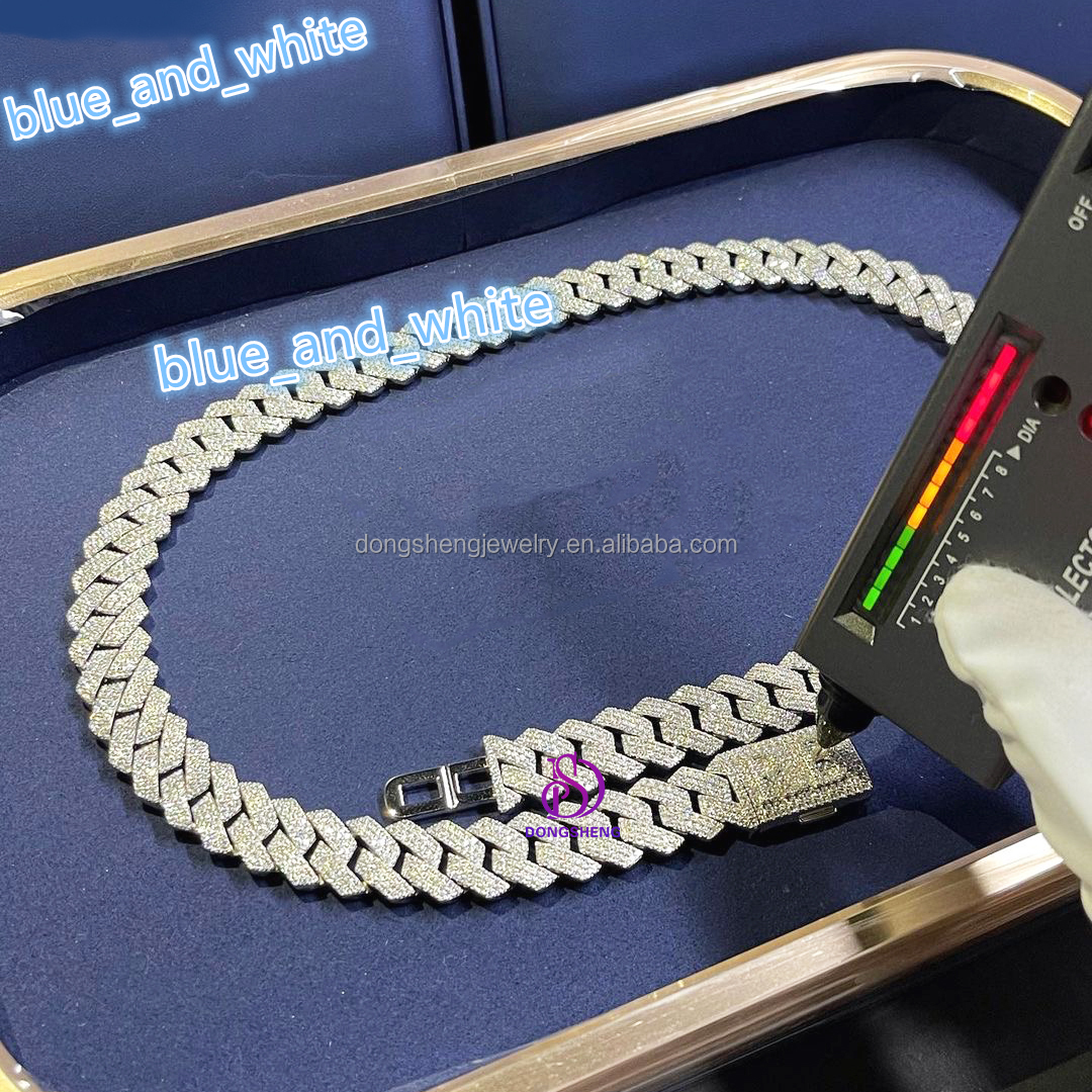 Pass the Diamond Test Pen Diamond Necklace Iced Out VVS Moissanite Cuban Chain Hiphop Jewelry Luxury 925 Silver 18mm 20mm 1pcs