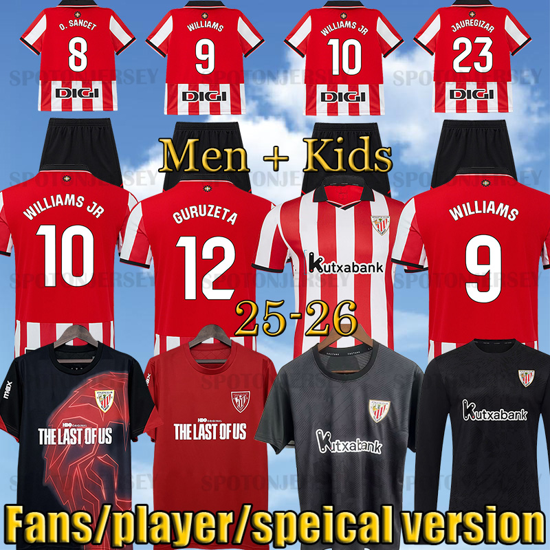 camiseta de Bilbao Jersey 25 26 PRADOS BERENGUER Athletic WILLIAMS JR Bilbao Football shirt O. SANCET DOUVIKAS Athletic Bilbao Soccer Jerseys UNAI Bilbao kids