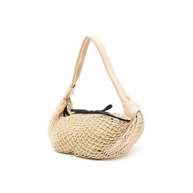 Tote Bag New Woven Horn Mesh Niche Design Single Shoulder Crossbody Women S Fashion Casual Handheld Fishnet Bag Shoulder Bag Braided Handbag