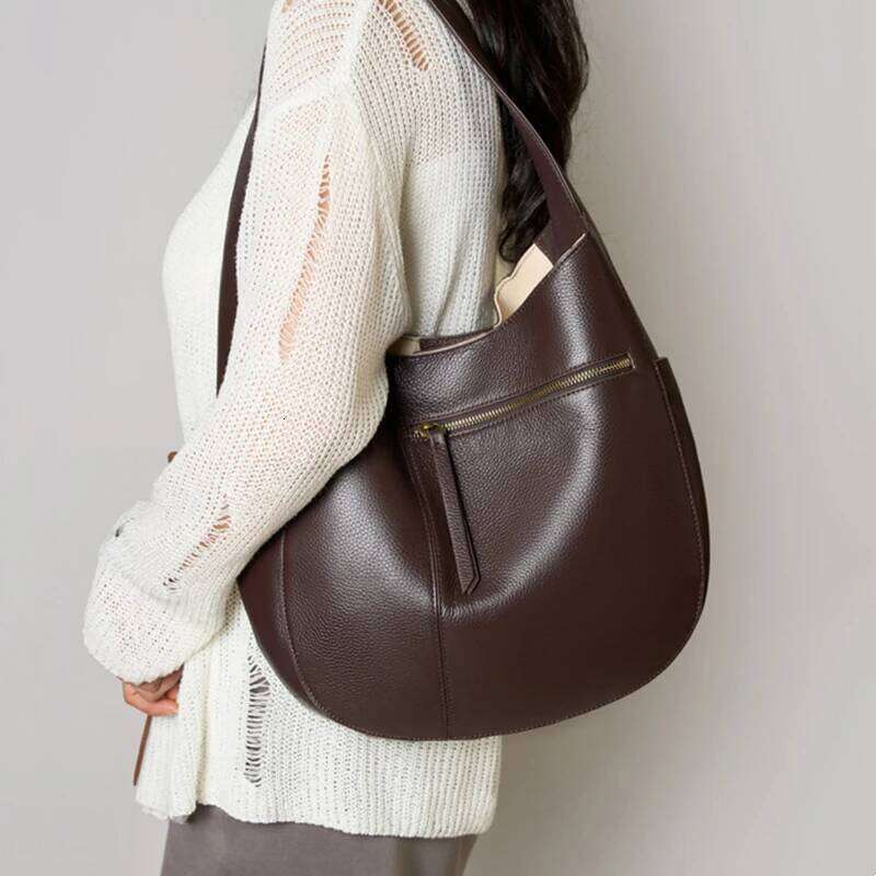 Hifashion Cowhide Genuine Leather Large Underarm Shoulder Bags For Women 2025 Designer Hobo Shopper Tote Ladies Handbags