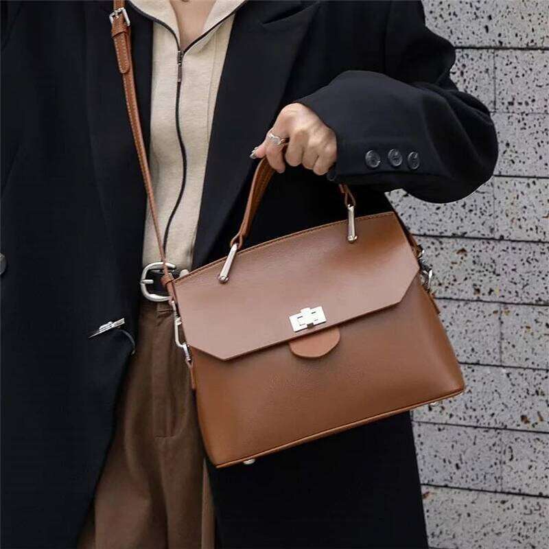 Toptrends Cowhide Genuine Leather Shoulder Bags For Women New 2025 Designer Crossbody Purses Satchel Tote Ladies Handbags