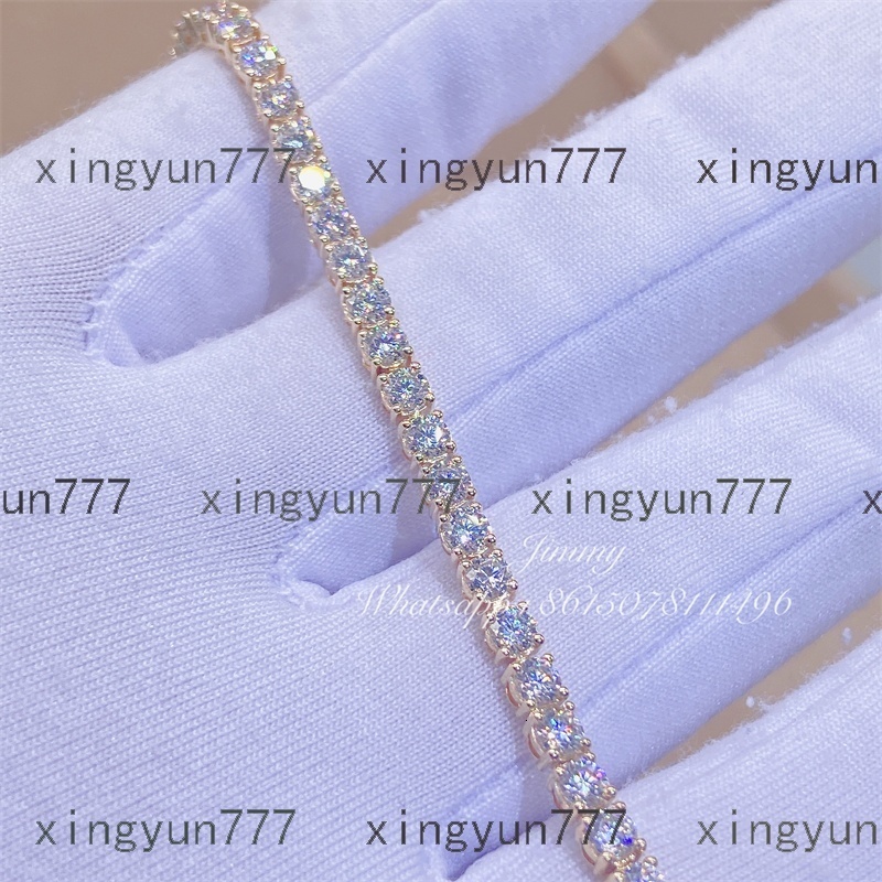 Wholesale Hip Hop Jewelry 10K Real Yellow White Rose Gold VVS Moissanite Diamond Iced Out Custom Tennis Bracelets
