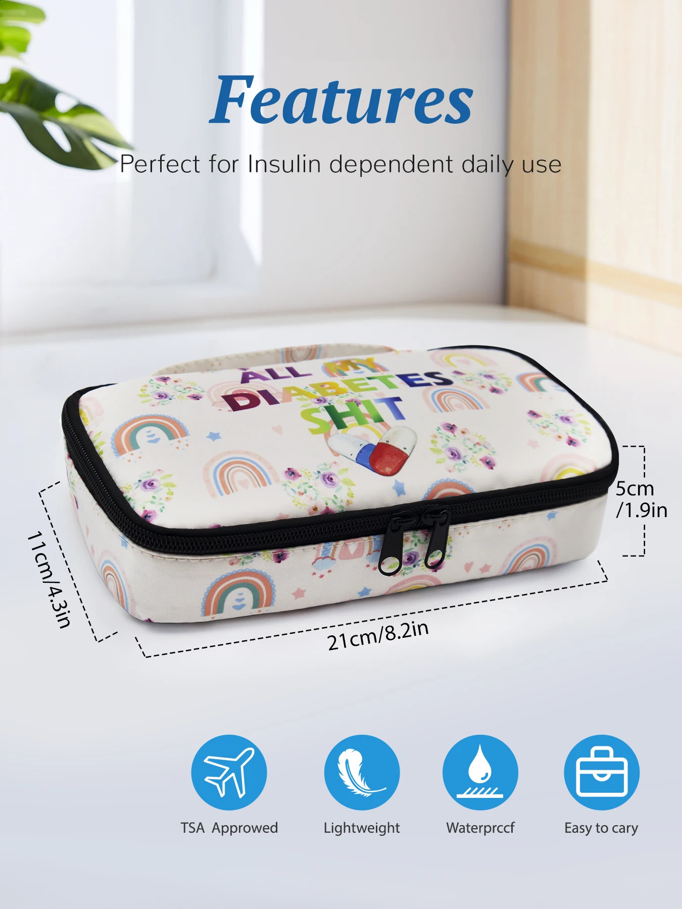 Rainbow Pattern Portable Insulin Insulated Storage Bag For Travel Diabetic Patients Box Large size 250528