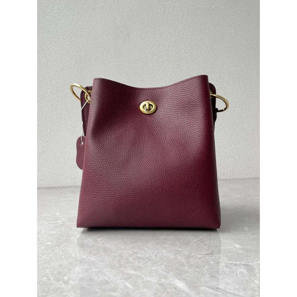 Office Ladies Shoulder Handbag Fashion Solid Color Genuine Bucket Bag Cow Leather Casual Women Single Crossbody Bags