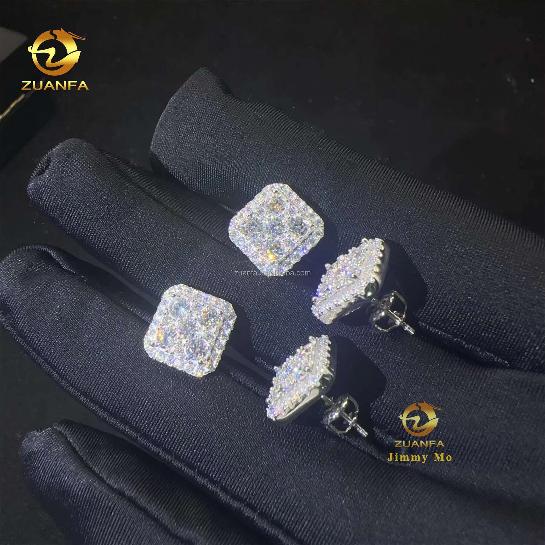 Drop Shipping Popular Pass Diamond Testser Iced Out Hip Hop 925 Sterling Silver Vvs1 Moissanite Diamond Stud Earrings Men