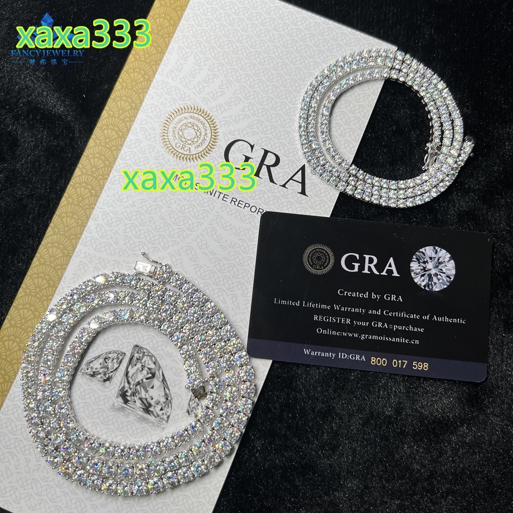 Gra Bling Vvs Wholesale Round Cut 3mm 5mm 4mm Bracelet 3mm 925 Sterling Silver Necklace Moissanite Tennis Chain Sparkle