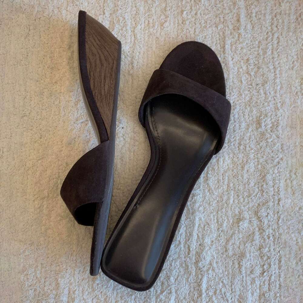 Sheepskin Version ~ Simple and Elegant Wood Grain Wedge Sandals Women, New 2025 Summer High Heel Slippers for Outdoor Wear