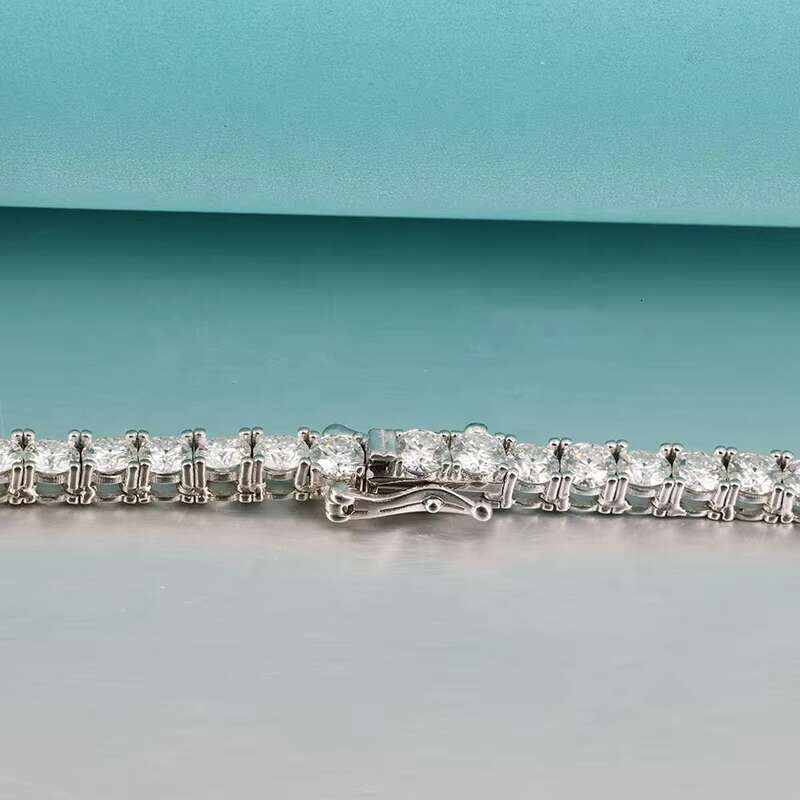 4MM 10K 14K 18K White Gold Plated Silver Tennis Chain Moissanite Necklace Cuban Link Chain