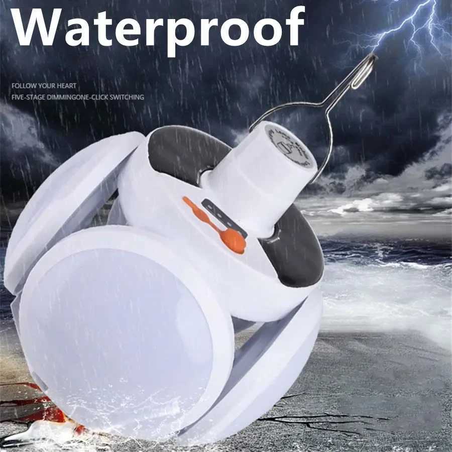 Solar LED Torch USB Rechargeable Emergency Night Light Outdoor Waterproof Camping Light Portable Foldable Searchlight for Garden XJ250529