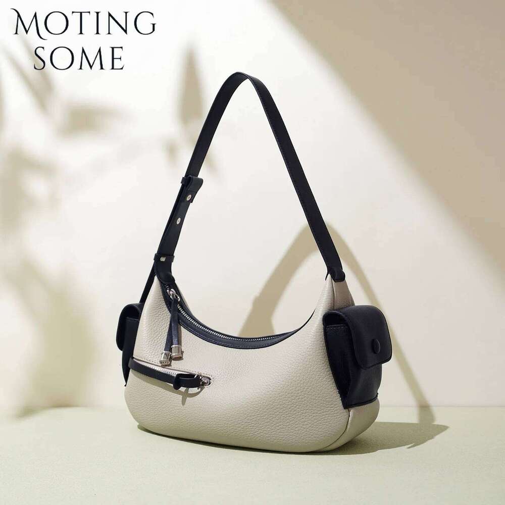 Motingsome Woman Hobos Bags Genuine Leather 2025 New Crossbody Shoulder First-Layer Satchel Cowhide Bag