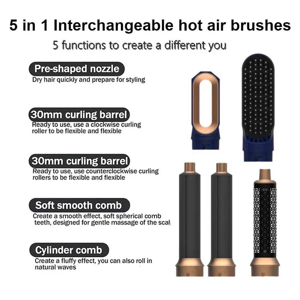 New 5 In1 Multi Hair Straightener Hair Styler Curling Iron Hair Dryer With Hair Brush Hairdryer For Hair Dryer Hair Multi StyleXJ250528