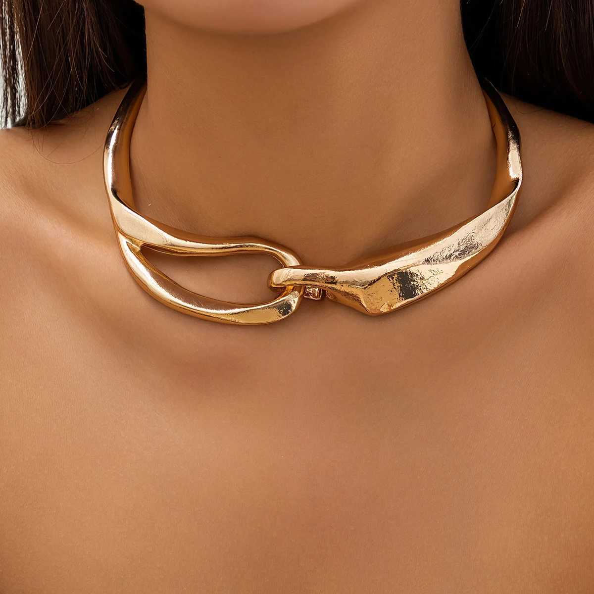 New Arrival Exaggerated Heavy Metal Thick Chain Torques Necklace for Women Punk Trend Irregular Link Collar Choker Y2K Jewelry Accessories V250617