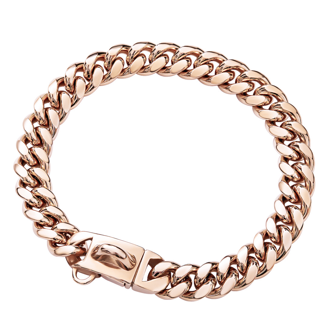 Luxury Stainless Steel Cuban Link Dog Collar with Secure Buckle - Gold, Silver, Rose Gold Finishes - for Small to Large Breeds (10-26 Inches)