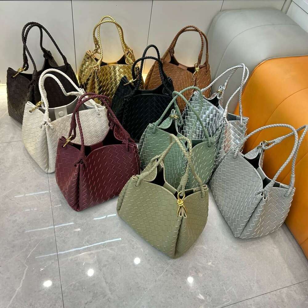 Tote Bag Braided Handbag Genuine Leather Woven Parachute Small Bucket Tote Basket Handbag Shoulder Crossbody Bag For Women Shoulder Bag