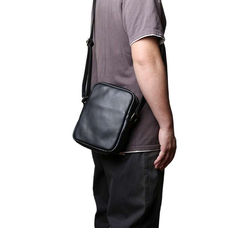 Designer Bag NZPJ Genuine Leather Men S Shoulder Casual Crossbodybag Natural Cowhide Vertical Trend Tablet Computer Bag