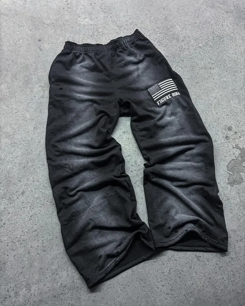 Y2k do old holes casual pants women trend Harajuku fashion embroidered pants Gothic street hip hop straight pants 250526