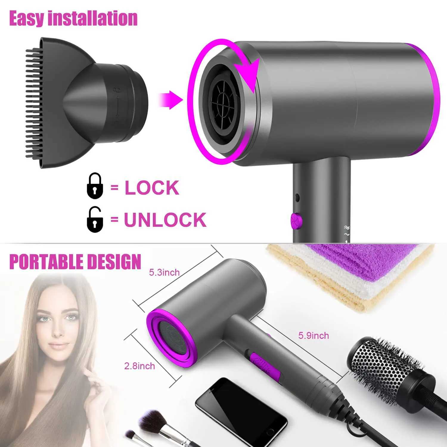 Phenitech Hair Dryer Blow Dryer Fast Drying Low Noise Constant Temperature Control Home SalonXJ250528