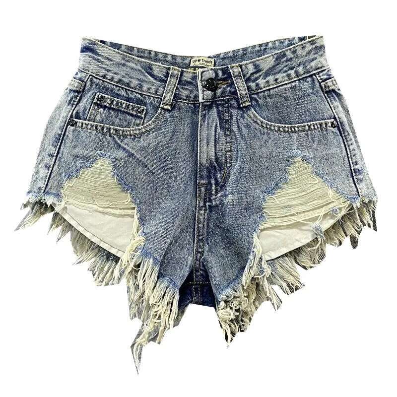 Shorts Women Denim Shorts Pure Desire Style American Ripped Jeans For Women Summer Hot Girl High Waist Slimming Wide Leg Pants Sexy Casual Shorts Jean