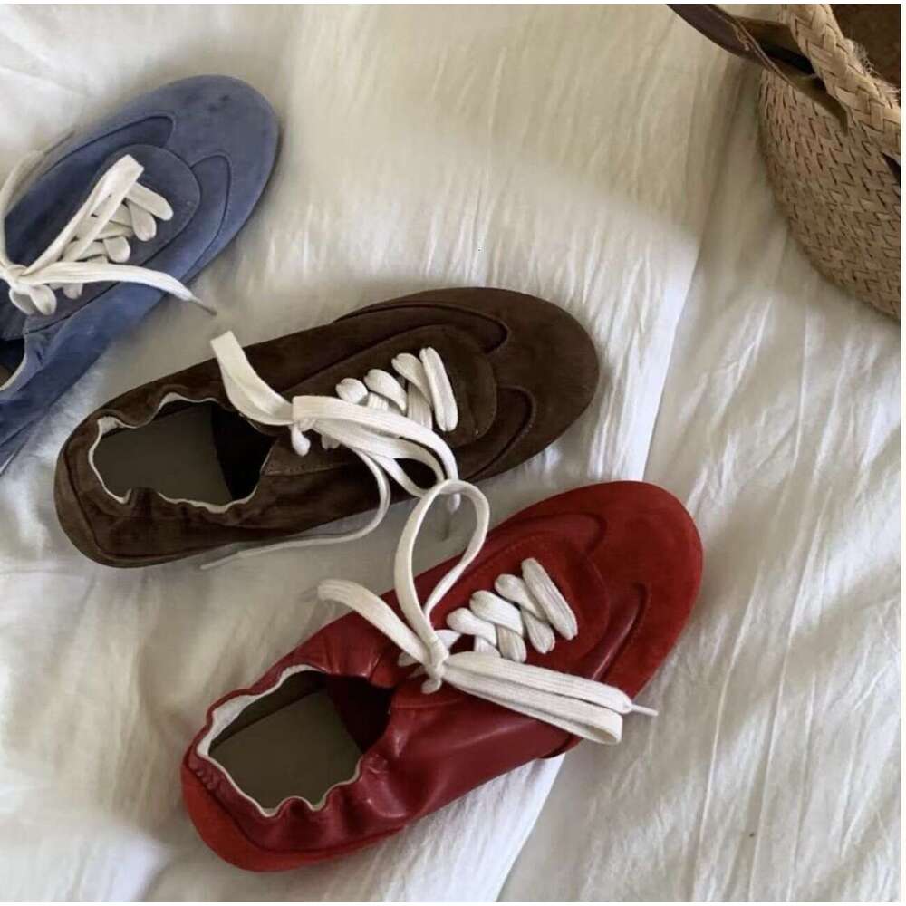 Sheepskin Version ~ Korean Style Casual Comfortable Elastic Band Flat Lace-up Dexun for Women 2025 New Sports Agan Shoes