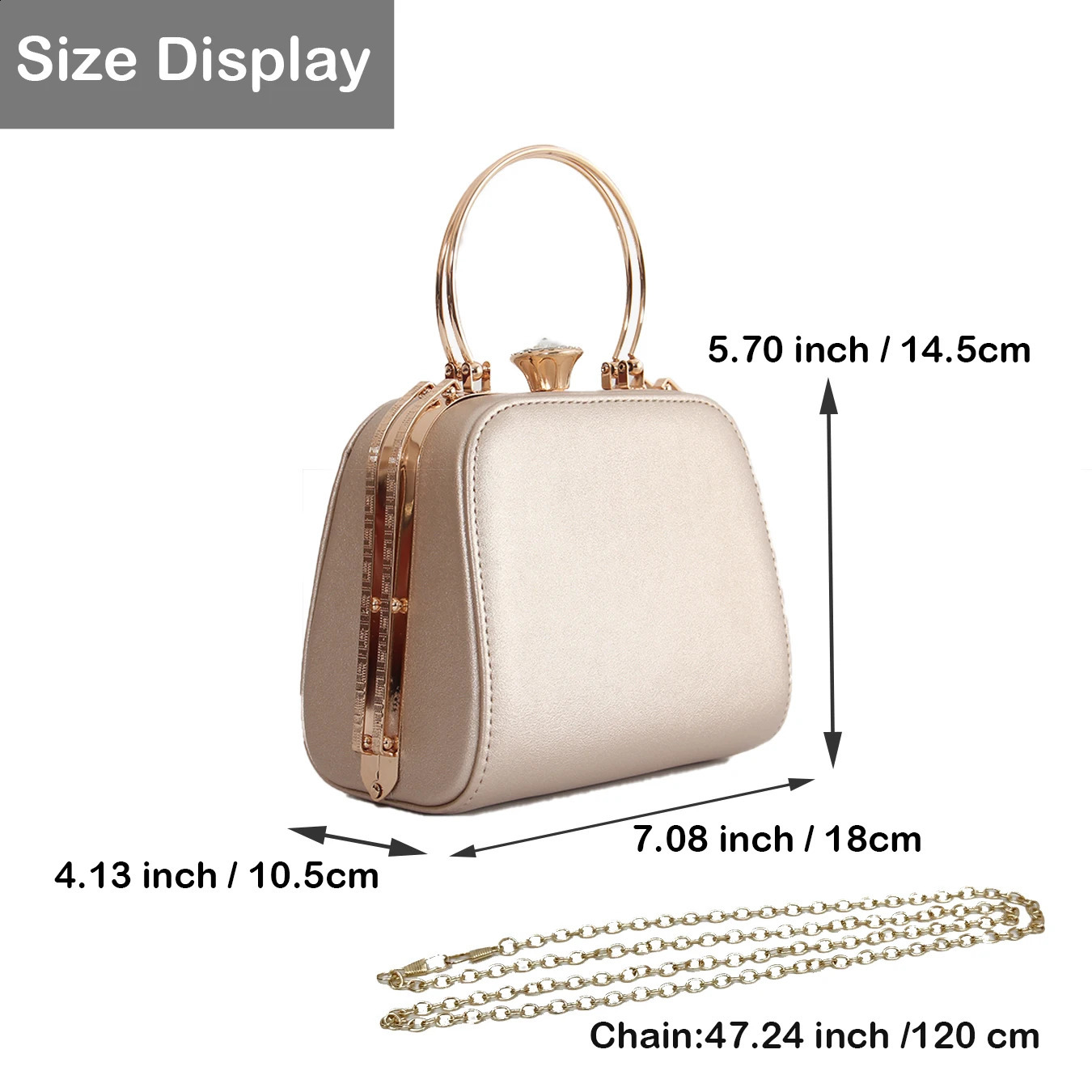 Ladies Elegant Solid Color Evening Bag Fashion PU Handbag Rhinestone Lock Buckle Hundred Shoulder Crossbody Bag with Chain 250528