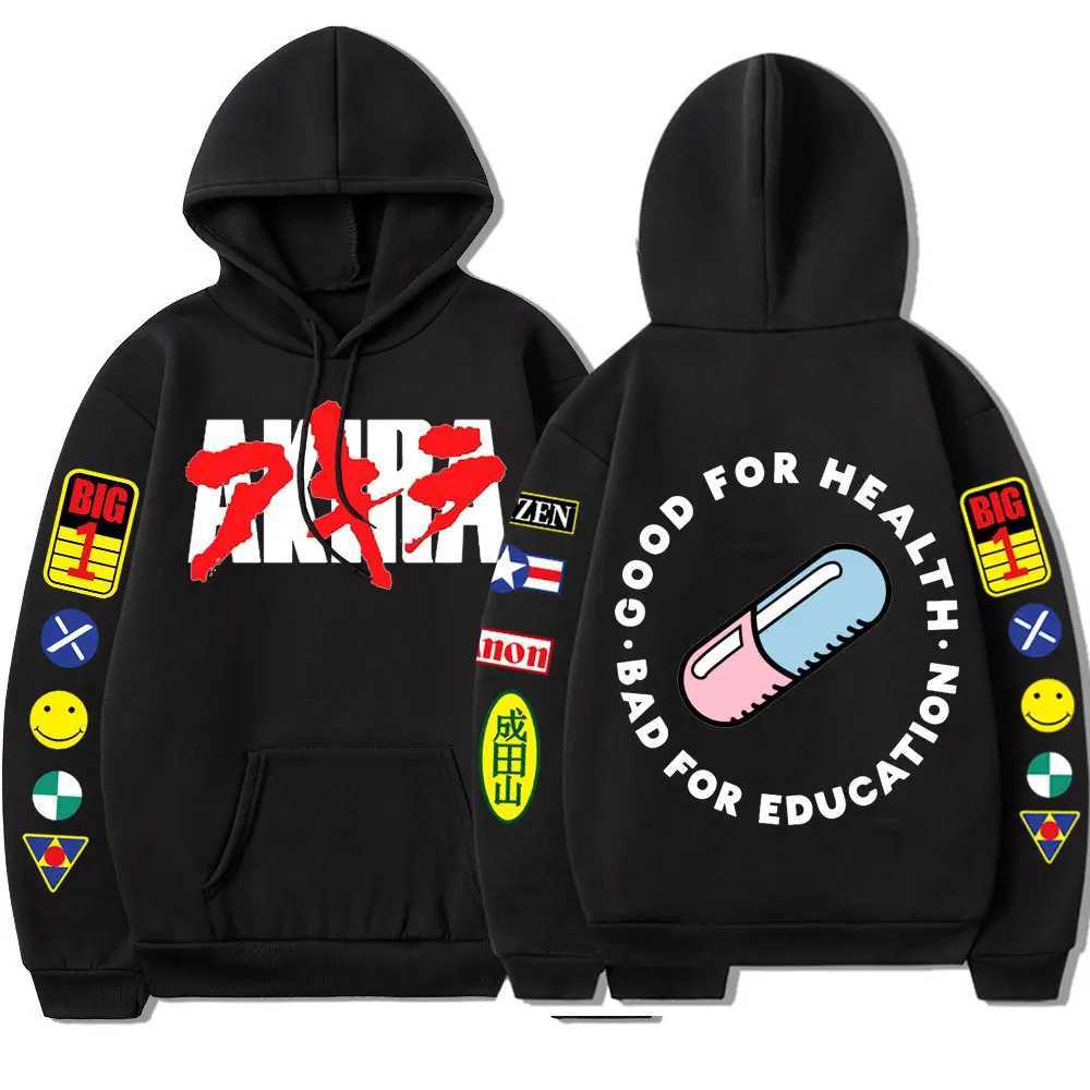 Mens Japanese Anime Akira Hoodies 90s Tapered Kaneda Double-sided Print Hip Hop Classic Simple Loose Casual High Quality CottonXJ250514