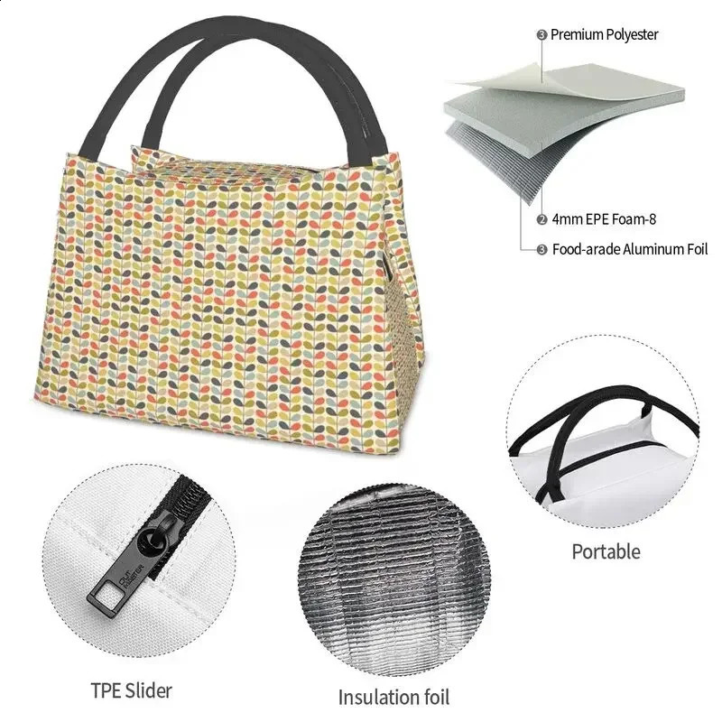 Orla Kiely Multi Stem Insulated Lunch Tote Bag for Women Scandinavian Pattern Reusable Cooler Thermal Bento Box Camping Travel 250528