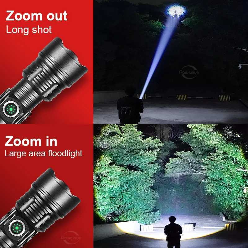 10000LM LED Flashlight Military Tactical Flashlight Long Range 3000M Ultra Powerful LED Torch Rechargeable Army Tactical Lantern XJ250529
