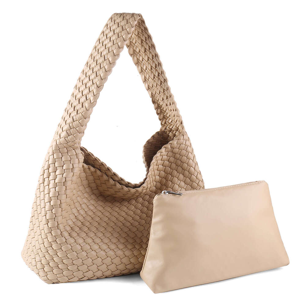 Tote Bag Handwoven Large Capacity Tote New Casual Fashion Textured Shoulder Bag Soft Leather Shoulder Bag Braided Handbag