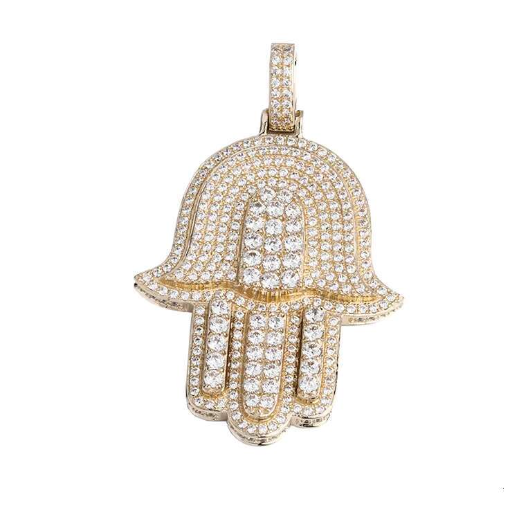 Hip Hop Fashion 925 Sterling Silver Iced Out Diamond Moissanite Hamsa Hand Pendant Rapper Charm Moissanite Pendants Charms