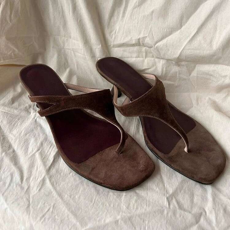 Sheepskin Version ~ French Style Elegant Thin Heel Toe Clip Sandals for Women Outdoor 2025 New Summer Versatile High Heels