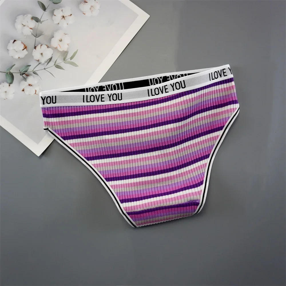 3PCSSet Fashion Letter Printed Cotton Women Underwear Breathable Comfort Sexy Lingerie Low Waist Seamless Female Intimates 250526