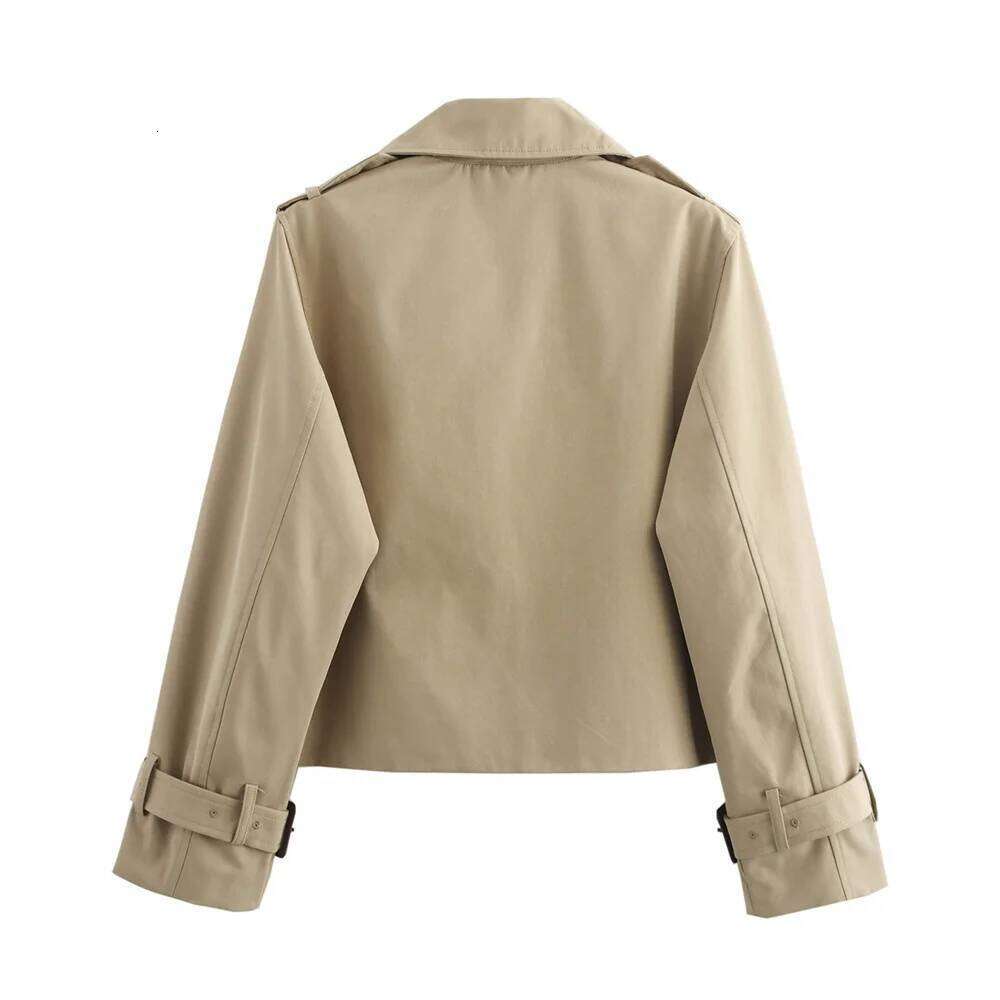 TRAF Autumn New Product Women's Fashion Double breasted Casual Imitation Windbreaker Short Jacket Top