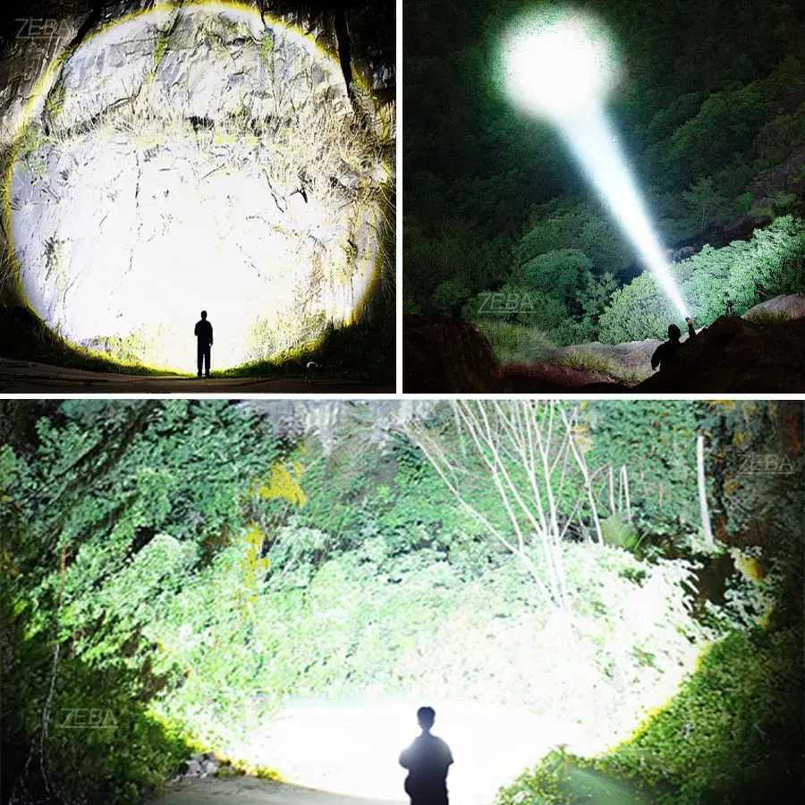 16000mAh High Power LED Flashlights Type-C Rechargeable LED Torch Zoomable Ultra Powerful Flashlight Outdoor Tactical LanternXJ250529