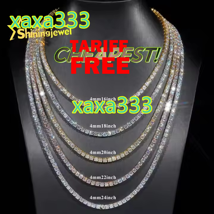 Cheapest Price Ready to Ship Moissanite Diamond Tennis Chain Necklace Bracelet Hip Hop Iced Out Jewelry VVS Moissanite Chain