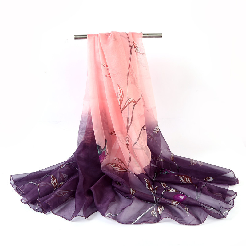 K867 Spring and Autumn new Korean version of printed sun-proof chiffon women's silk scarf fashion literary scarf long versatile neck scarf wholes