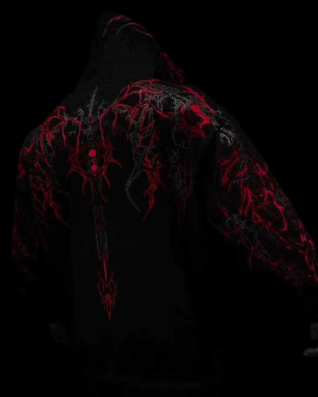 2025 New Breathable Fashion Hoodie Oversized Y2K Long Sleeve Pullover Gothic Dark Textured Printed Gym Mens Sportswear Jacket Z250529