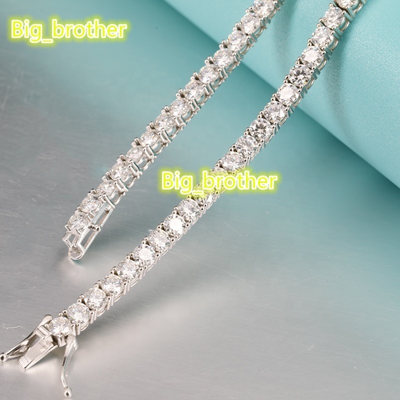 4MM 10K 14K 18K White Gold Plated Silver Tennis Chain Moissanite Necklace Cuban Link Chain