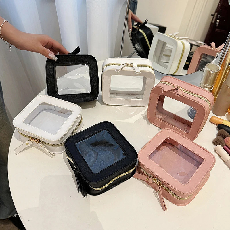 Small Cosmetic Bag Mini Makeup for Purse Square Zipper Waterproof Toiletry Cute Clear Pouch Travel Organizer Case Clutch 250528