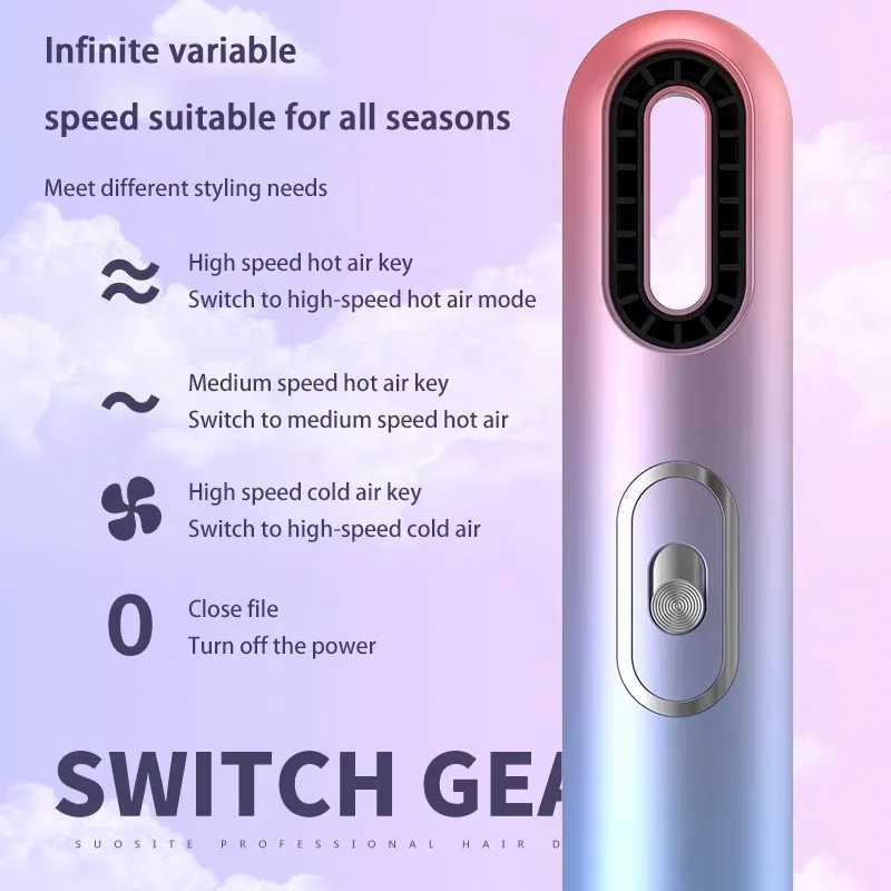 Hair Dryer Hair Styling 3-in-1 Mini Portable Hair Dryer Curling Comb Brush Curling Iron Straightener Manual Hair DryerXJ250528