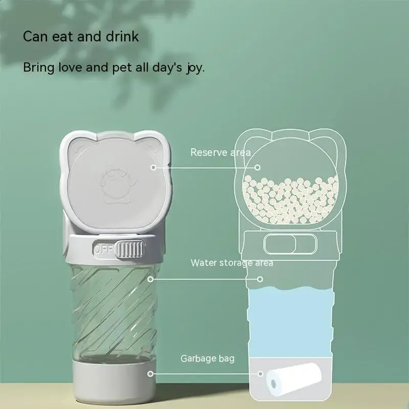 free shipping Outing Portable Walking Dog Bottle Pet Drinking Water Feeding Food Waste Dag integrated Cup 250528