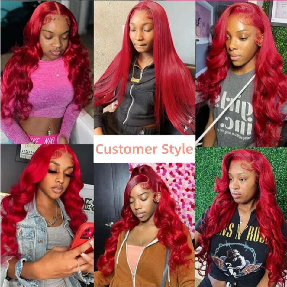 Body Wave Light Wig 13x4 Front For Women Bug Rose Red Colored HD Lace Frontal Wigs 100% Human Hair
