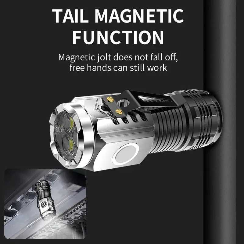 Three-Eyed Monster Mini Flash Super Power Flashlight Rechargeable Portable Outdoor Lighting Long-Range Powerful Flash Lights XJ250529