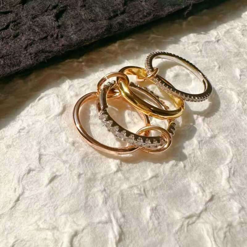 Korean Style Fashion Four-Piece Set Full Diamond Mirror Ring Ins Internet Celebrity Trendy Jewelry for Women