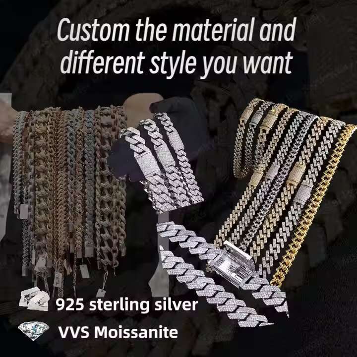 Cheapest Price Ready to Ship Moissanite Diamond Tennis Chain Necklace Bracelet Hip Hop Iced Out Jewelry VVS Moissanite Chain
